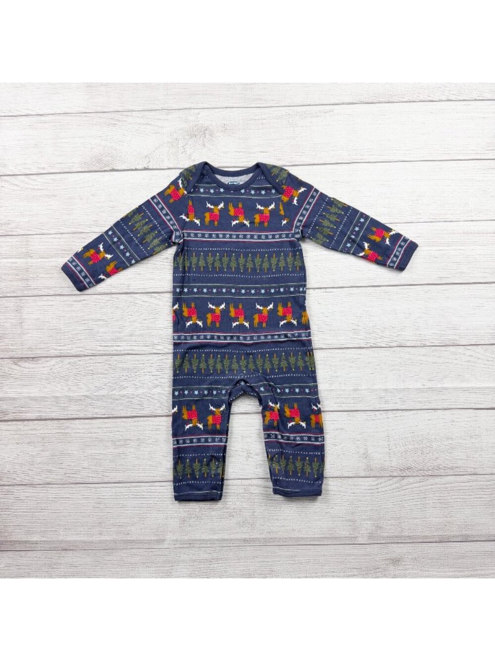 Old Navy Reindeer Pine Tree Romper One Piece  Festive Outfit 18-24 Months